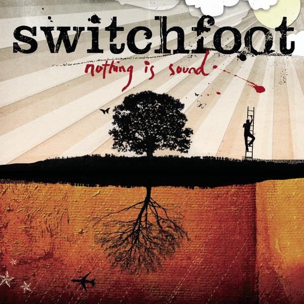 Album Art of Switchfoot's Nothing Is Sound album - At the top, on the right is a sun, a yellow circle, surrounded by clouds. Rays of light spread across the sky from the sun. In the middle is the outline of a tree in black, and the ground is also black and rises slightly up to the tree and separates the cover in half horizontally. Below the ground, a brownish page of paper seems to represent the soil and the outline of roots are emanating from below the tree in black.</body></html>